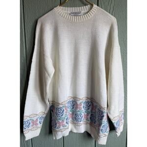 Vintage Made In USA Knit Butterfly Floral Knit Sweater